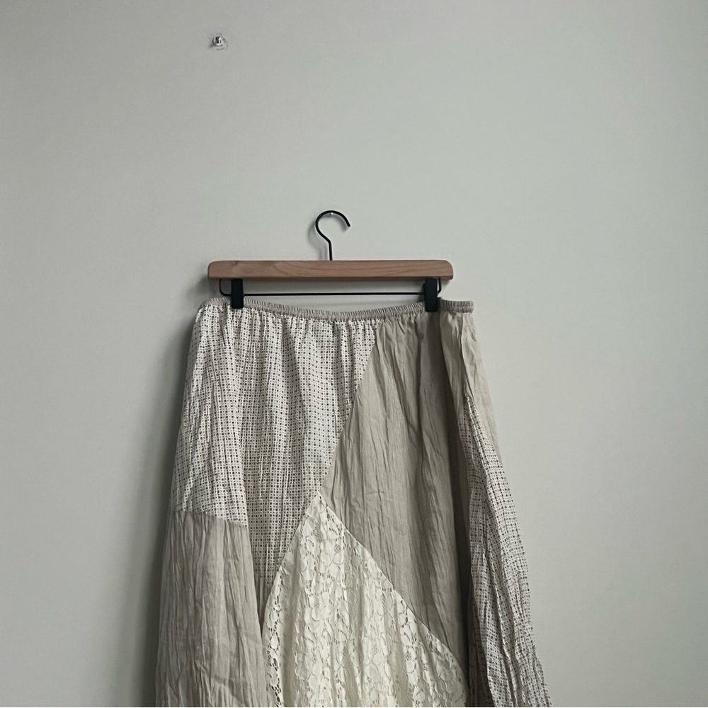 Style & Co Midi Skirt Patch Quilt Lace Midi Cotton XL Cottagecore Boho Peasant - Picture 7 of 8